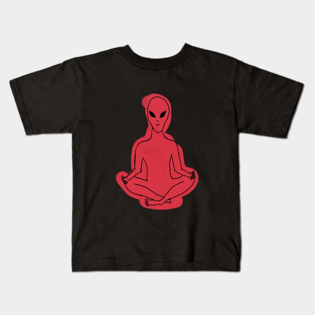 Alien meditation Kids T-Shirt by cypryanus